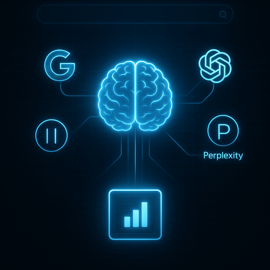 ilustration of AIO with a brain the middle